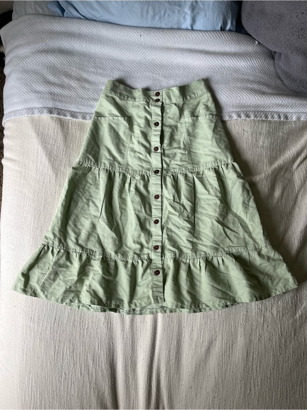 Deja Bleu tiered midi skirt
